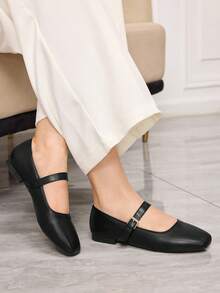 Women's Casual Buckle Design Ballet Shoes For Daily Wear Valentine's Day - Black - View 5