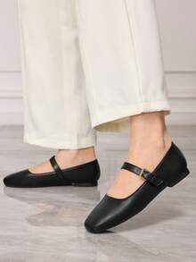 Women's Casual Buckle Design Ballet Shoes For Daily Wear Valentine's Day - Black - View 8