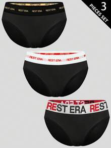 3pcs/Set Women's Fashionable Letter Print Panties - Multicolor - View 1