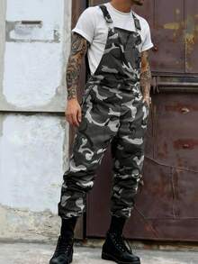 Manfinity Homme Men's Mature Casual Camouflage Bib Overalls - Multicolor - View 3