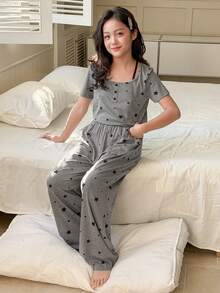 DAZY Tween Girls Star Print Loungewear - Grey - View 4