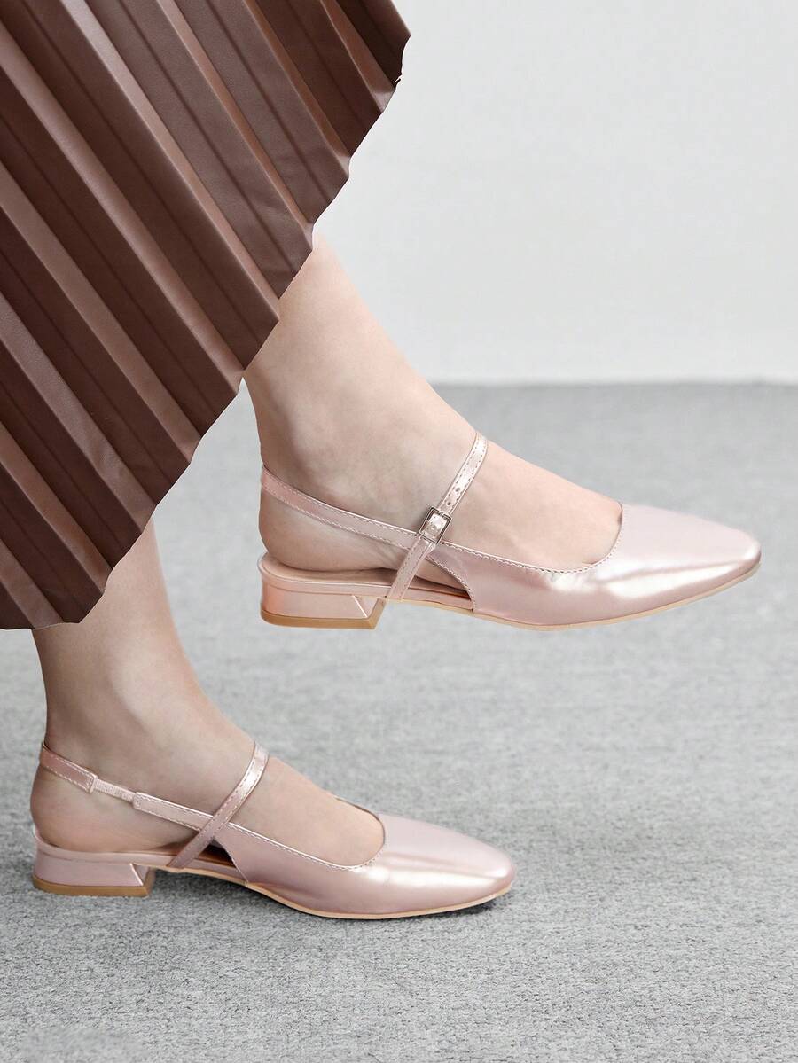 CUCCOO BIZCHIC 时尚红色玛丽珍鞋，后跟系带低跟舒适方头鞋，适合毕业典礼、舞会等场合，夏季、春季、春假、复活节、圣诞节等节日穿着。 - 玫瑰金 - 查看 1