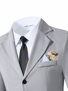 Bộ vest lịch lãm 2 món dành cho thiếu niên nam, gồm áo khoác đơn cài khuy màu xám và quần tây màu xám, trang phục trang trọng cao cấp, phù hợp cho tiệc sinh nhật, dạ hội, biểu diễn, dẫn chương trình, mùa cưới. - Xám - Xem 9