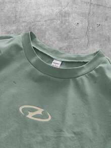 AXEPEAK Áo thun nam dệt kim tay ngắn dáng rộng thoải mái, phối nhiều mảnh vải. - màu xanh lá - Xem 3