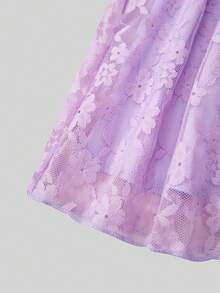 Đầm chữ A tay ngắn màu vàng ren kiểu dáng ngọt ngào cho bé gái tuổi teen, nhẹ nhàng, thích hợp cho mùa xuân/hè, đi nghỉ mát và mặc hàng ngày. - Màu tím hoa cà - Xem 7