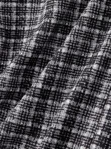 SHEIN MOD Women's Elegant Sleeveless Houndstooth Pleated Wide Leg Jumpsuit - Black and White - View 4