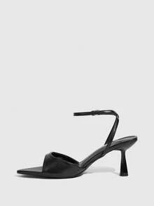 CUCCOO SZL Women's Buckle Design Fashionable High Heels, Versatile For Daily Wear Valentine's Day - Black - View 4