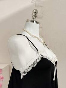 PetitDoll Lace Patchwork Black Sexy Slip Dress For Women - Black - View 6