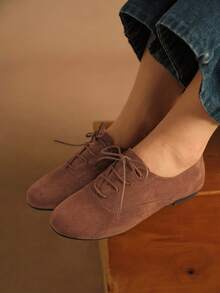 Rosivie Giày bệt buộc dây dành cho nữ, kiểu dáng thường ngày, đa năng. - màu nâu - Xem 3