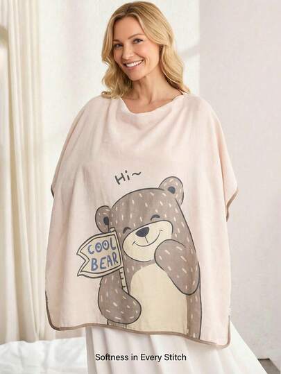 Cozy Pixies 1 husă de alăptare cu imprimeu de ursuleți, certificată Oeko-Tex, confortabilă și respirabilă pentru utilizare zilnică