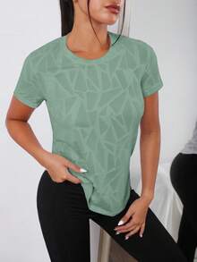 Easithlete Solid Raglan Sleeve Crop Sports Tee Gym Topworkout Tank Top - Mint Green - View 4