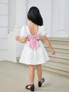 Firerie Kids Firerie Kids Nova Glow 少女编织撞色无袖蝴蝶结装饰休闲连衣裙 - 白色 - 查看 4