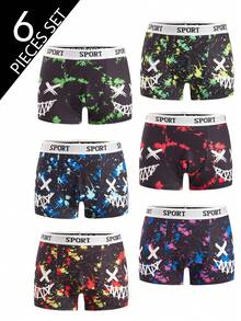 SHEIN Teenage Boys' Fashion Printed Boxer Briefs - Black - View 7