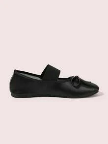 CUCCOO DOLLMOD Women's Casual Versatile Commuting Flats With Bow Decor Valentine's Day - Black - View 3