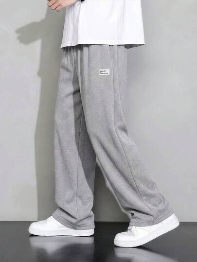 Mirajuku 1件青少年休闲华夫格针织直筒裤，适合日常、户外、通勤穿着，春夏皆宜