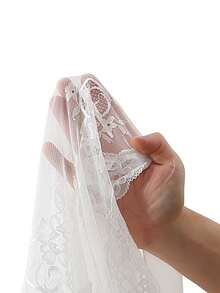 DelicateAllure White,Summer,Elegant,Wedding Guest Mesh Robe,Bridal Boudoir Lace Patchwork Sheer Nightgown Set,Charming Valentine's Day Plus Size Bride Sleepwear - White - View 8