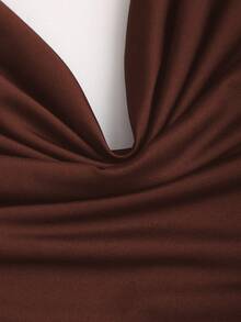 Sweetra 新款 Y2K 金属环装饰通勤百搭垂褶领带女式背心 - 鏽棕色 - 查看 4