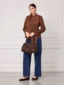 Sleekvia 女士休闲搭扣设计百搭平底鞋，适合日常穿着 - 咖啡棕 - 查看 6