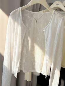 Resyla Elegant Lace Sheer Cover Up For Women, Lightweight Summer Cover Up - White - View 6