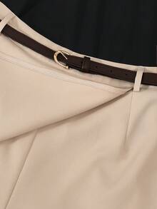 Franclia 两件套加大码女式针织长袖上衣和短裤/裙子套装，休闲简约黑色上衣配腰带，面料舒适，适合日常穿着。女士休闲套装，两件套短裤套装，咖啡棕色上衣，棕色长袖上衣，棕色套装，女士棕色上衣两件套短裤套装。 - 彩色 - 查看 6