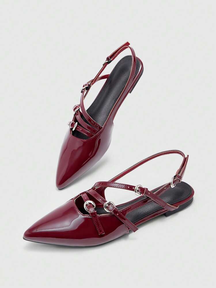 CUCCOO BIZCHIC Women's Fashion Versatile Commuter Buckle Pointed Toe Flats Spring Shoes