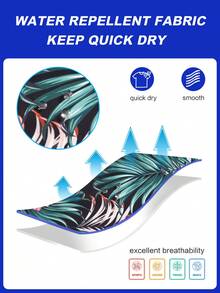 Horizaway 男士夏季度假植物印花抽绳腰沙滩短裤 - 綠色 - 查看 4