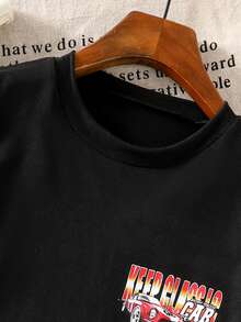 Coolqubz 1pc Boys' Black T-Shirt,Fashionable Car Graphic Tee,Soft & Comfortable Fabric,Summer Streetwear For School,Back-To-School,Sports & Outings For Teens - Black - View 4