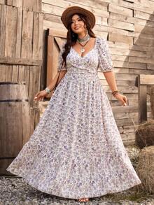 Ceyna 大码夏季度假碎花泡泡袖连衣裙，适合身材丰满的女士，款式包括野花连衣裙、茶会连衣裙、波西米亚风连衣裙等。这款连衣裙采用泡泡袖设计，尽显女性柔美气质，是夏季度假的理想之选。它既有乡村时尚风，又有波西米亚风情，适合各种身材。 - 彩色 - 查看 8