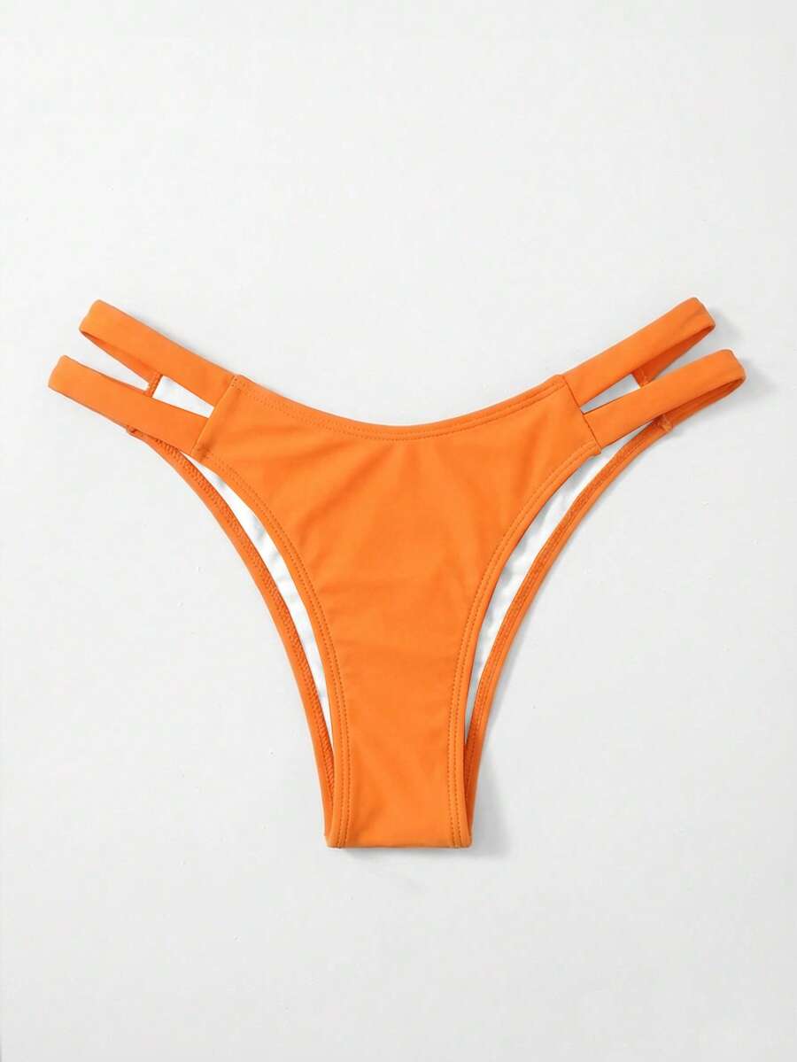 Swim Basics Quần bơi màu trơn khoét eo, thích hợp cho kỳ nghỉ biển. - Màu Cam cháy - Xem 1