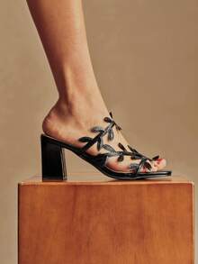 Rosivie 女士优雅通勤藤蔓高跟凉鞋 - 黑色 - 查看 2