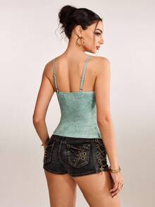 plantica 休闲性感都市现代简约Y2K亚文化时尚女式印花露脐吊带背心，适合音乐节、日常、度假、约会、派对、春夏等场合。 - 彩色 - 查看 2