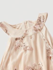 SHEIN MOD Đầm ngắn mùa hè dành cho nữ, đính sequin, thêu hoa, khóa kéo phía sau. - Nhiều màu - Xem 4