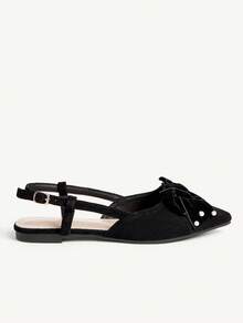 CUCCOO CHICEST Zapatos de moda con diseño de hebilla y decoración de lazo en la punta para mujer - Negro - Ver 8