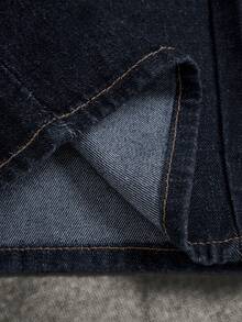 Manfinity ZONE917 Quần jean ống đứng ống rộng họa tiết kẻ caro thêu hoa thời trang đường phố dành cho nam - màu đen - Xem 6