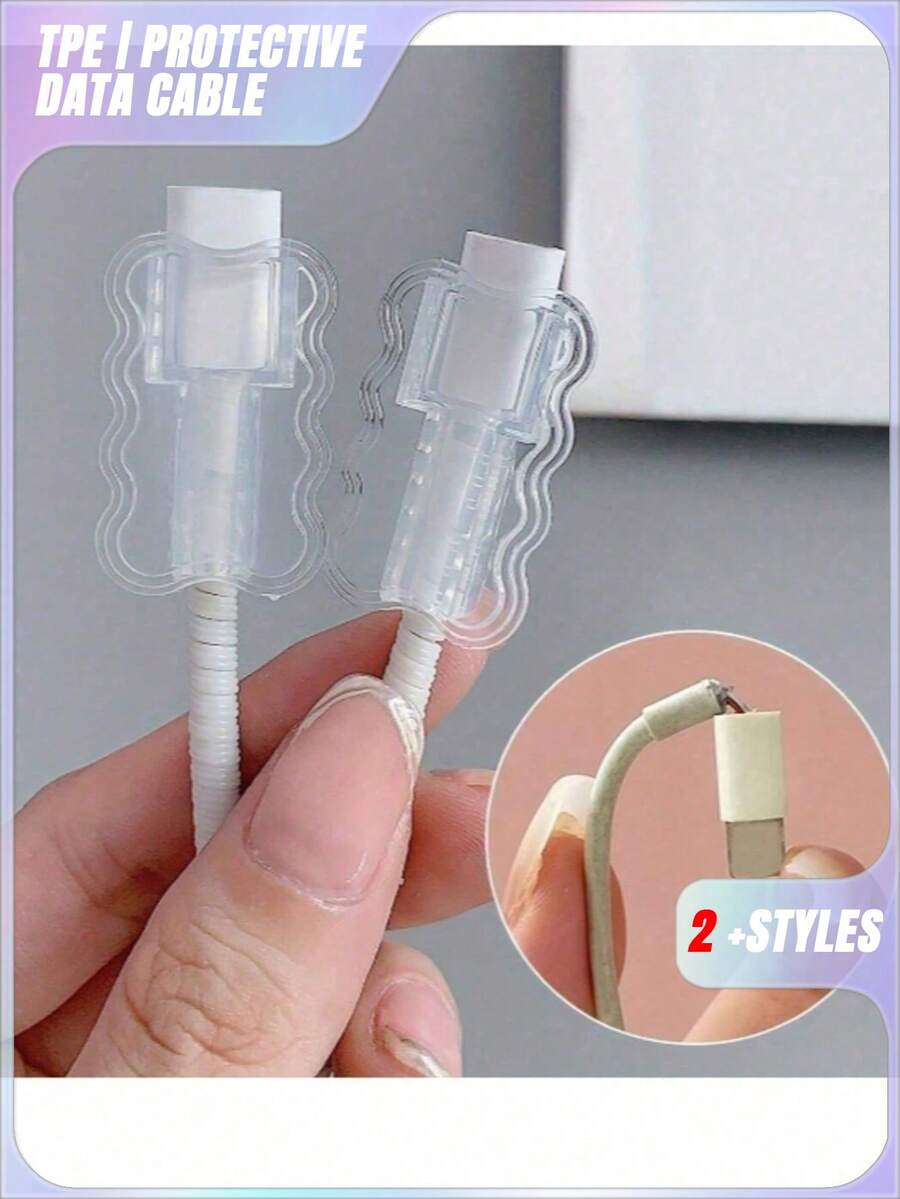 10 Pcs ABS Resin Cable Sleeves: Protect Your Cables From Breakage And Disconnection,Instant Style - Clear - View 1