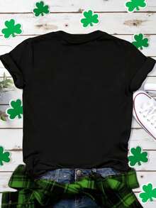 EMERY ROSE Women's Summer Tops Boho Folk Art Bird Flower And Flowers Printed Graphic Short Sleeve Casual Crew Neck T-Shirt - Black - View 2