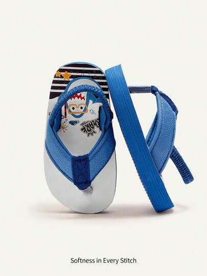 Cozy Pixies 1 Pair Of Summer Fashionable Versatile Beach Vacation Seaside Fun And Cute Flip-Flops With Elastic Heel With Baby Slippers, Light EVA Material, Can Be Worn Indoors And Outdoors.