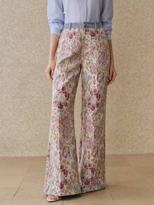 Anewsta Quần ống đứng dệt jacquard cổ điển nhiều màu sắc, thiết kế cạp cao rộng rãi, giúp thon gọn và kéo dài chân, thích hợp cho mùa xuân và mùa thu. - Nhiều màu - Xem 1