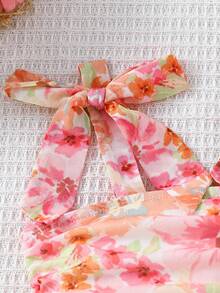SHEIN Áo hai dây xếp ly họa tiết hoa nhí cho bé gái - Nhiều màu - Xem 4