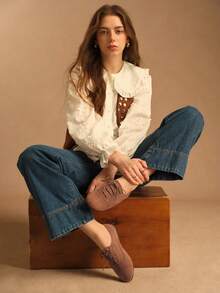 Rosivie Giày bệt buộc dây dành cho nữ, kiểu dáng thường ngày, đa năng. - màu nâu - Xem 1