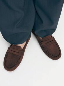 Mnmlis Giày lười nữ bằng da lộn màu nâu cổ điển, giày bệt thoải mái, phù hợp cho việc đi lại, kiểu dáng cổ điển, thời trang, thoải mái, cao cấp, thích hợp cho ngày Valentine. - màu nâu - Xem 3