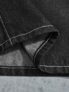 Manfinity ZONE917 Quần Jeans Ống Rộng Túi In Chữ Thường Ngày Cho Nam - màu đen - Xem 3