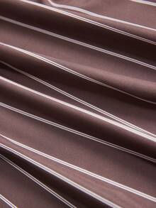 Aveloria Modichic New Arrival Women's Fashion Versatile Pocket Striped Blouse - Mocha Brown - View 7