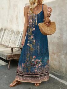 EMERY ROSE Đầm dài nữ co giãn thoải mái, thích hợp cho kỳ nghỉ hè. - Màu xanh lam - Xem 1