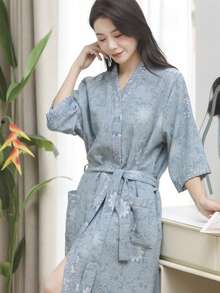 1 chiếc, Áo choàng tắm dài kiểu cổ điển, Áo choàng tắm bằng vải cotton gạc nguyên chất, Áo choàng tắm mùa hè, Thấm hút tốt, nhanh khô, Áo choàng tắm nữ, Khăn tắm có thể mặc được, Đồ ngủ mùa xuân và mùa hè, Vải gạc đôi, Đồ dùng phòng tắm, Đồ gia dụng - nhiều màu - Xem 27