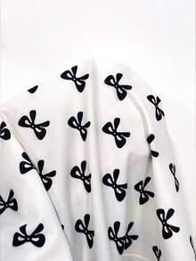 Franclia Women's Elegant Casual Bow Print Loose Neck Dress - White - View 4