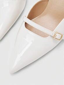 CUCCOO BIZCHIC Pointed Toe Stiletto Heel Beige Backstrap Women's Pumps, Slingback Dress Shoes For Daily Commute, Work, Party - Beige - View 8