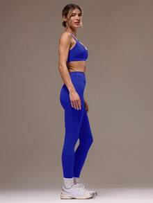 Musera Sport Women Cross Back Top & Leggings Sports Sets Gym Fitness - Royal Blue - View 4