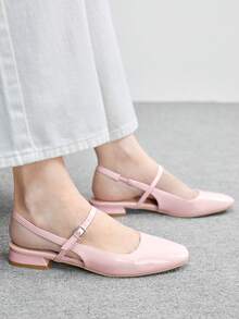 CUCCOO BIZCHIC Zapatos de mujer con correa trasera de estilo Mary Jane, color rojo, tacón bajo cómodo y punta cuadrada. Tacón de graduación, tacones de fiesta para primavera y verano, para ocasiones como graduación, baile de graduación, primavera, Semana Santa y Navidad. - Rosa vieja - Ver 4