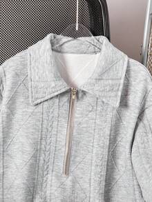 Mirajuku Bộ 2 món áo polo cổ bẻ và quần short kiểu dáng thường ngày dành cho thiếu niên nam - Màu Xám nhạt - Xem 5